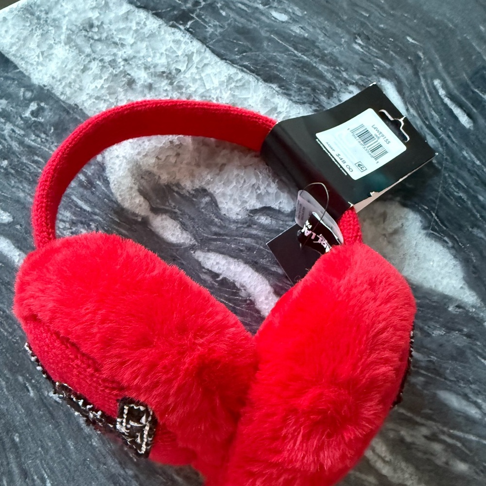 Red Fuzzy Winter Ear Muffs - Unbranded